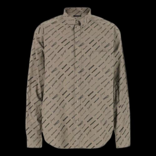 Balenciaga Logomania All Over Long Sleeve Shirt 'Beige'