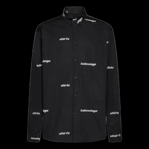 Balenciaga Logo Print Cotton Shirt 'Black'