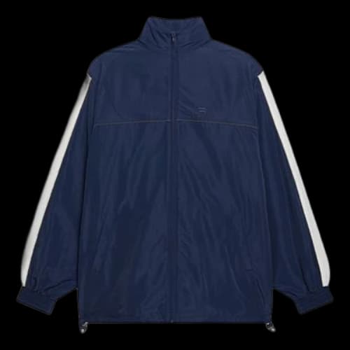 Balenciaga FW21 Logo Splicing Loose Jacket Unisex Navy Blue