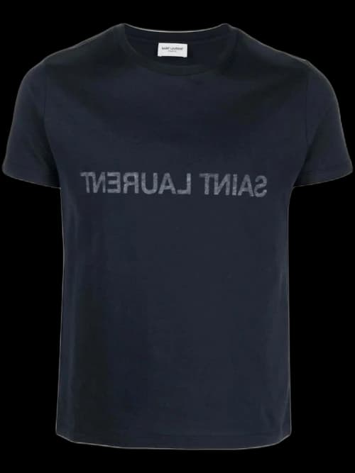 Saint Laurent Round Neck T-shirt Marine/Naturel