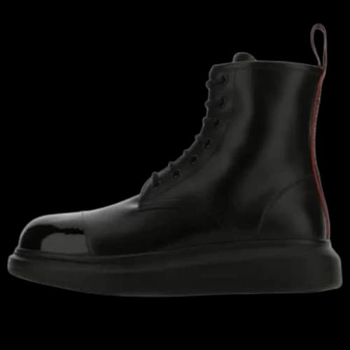 Alexander McQueen Patent Leather Platform Boots 'Black'