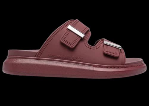 Alexander McQueen Hybrid Buckled Rubber Sandal Burgundy