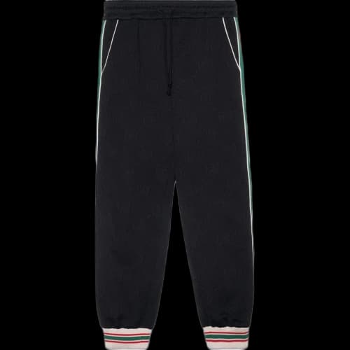 Gucci Classic Red Green GG Knit jogging Sports Pants Black
