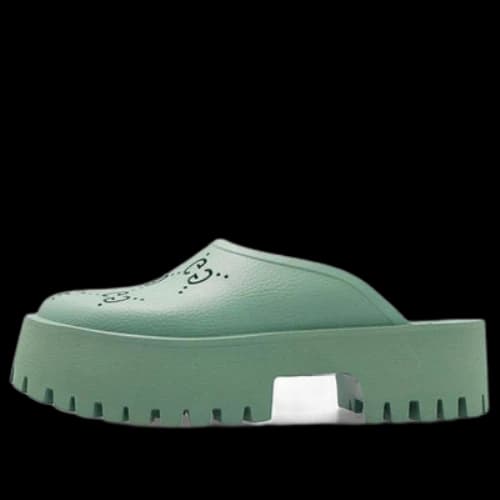 Gucci Platform Perforated G Sandal 'Green' (Women's)