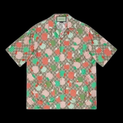 Gucci Les Pommes Silk Bowling Shirt 'Beige'