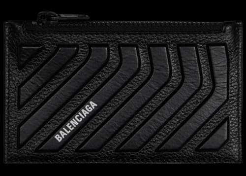 Balenciaga Car Long Coin And Card Holder in Grained Calfskin Black