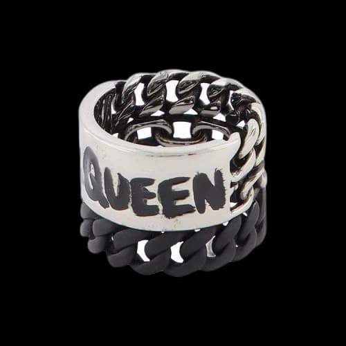 Alexander McQueen Graffiti Chain Ring 'Silver'