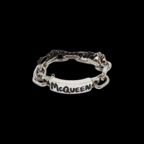 Alexander McQueen Graffiti Bracelet 'Antique Silver/Black'