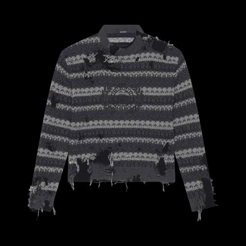 Balenciaga Wool Farisle Patch Sweater 'Grey/Multicolor'