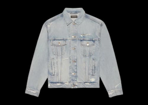 Balenciaga Barcode Large Fit Denim Jacket Blue