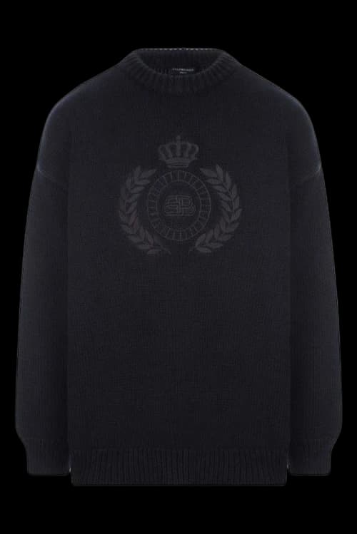 Balenciaga BB Laurel Crown Logo Crewneck Knitted Sweater Black