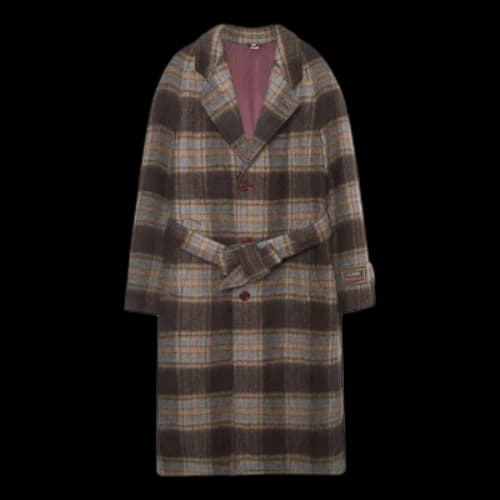 Gucci Check Wool Coat With Gucci Label 'Beige Brown'