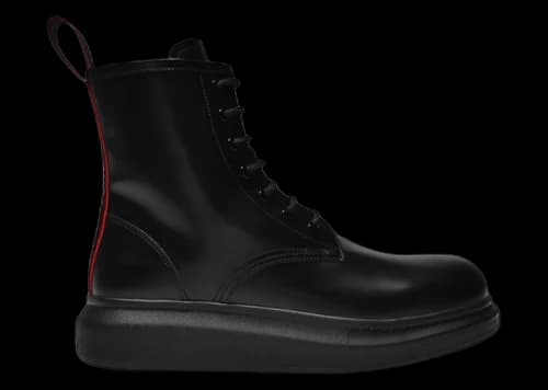 Alexander McQueen Hybrid Lace-up Chelsea Boot Black Red