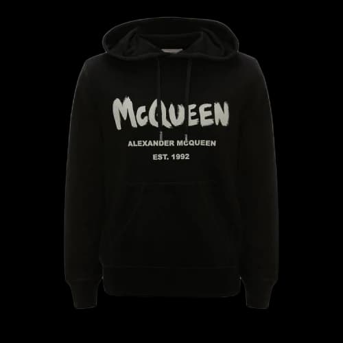 Alexander McQueen Graffiti Hooded Sweatshirt 'Black/Ivory'