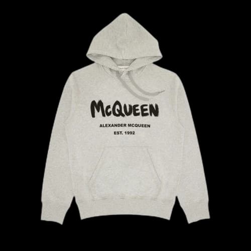 Alexander McQueen Graffiti Hooded Sweatshirt 'Pale Grey/Black'