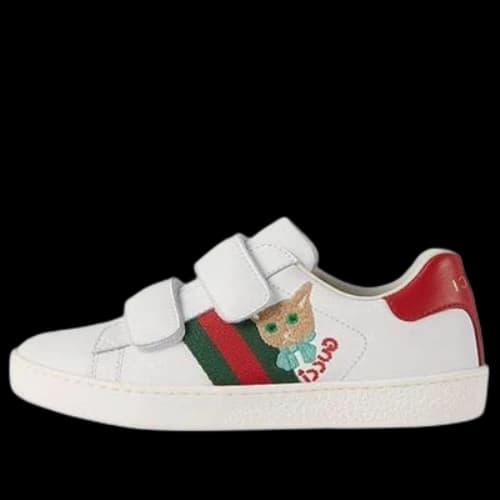 Gucci Ace Cat Embroidered Sneakers 'White Red'