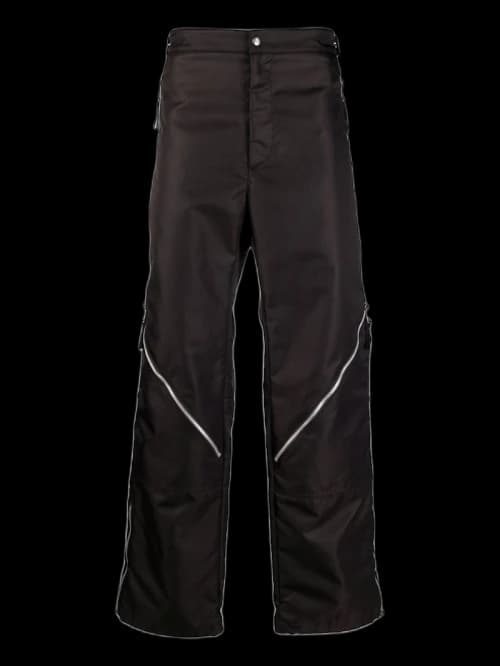Bottega Veneta Zip Detail Straight-Legged Trousers Black/Green