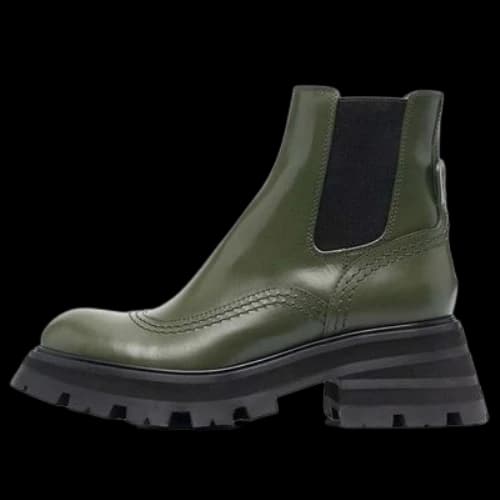 Alexander McQueen Leather Chelsea Ankle Boots 'Olive Black' (Women's)