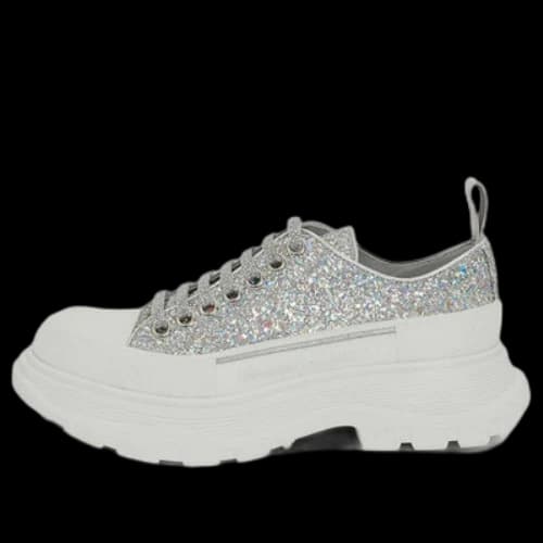 Alexander McQueen Tread Slick Glitter Low Sneaker 'Silver' (Women's)