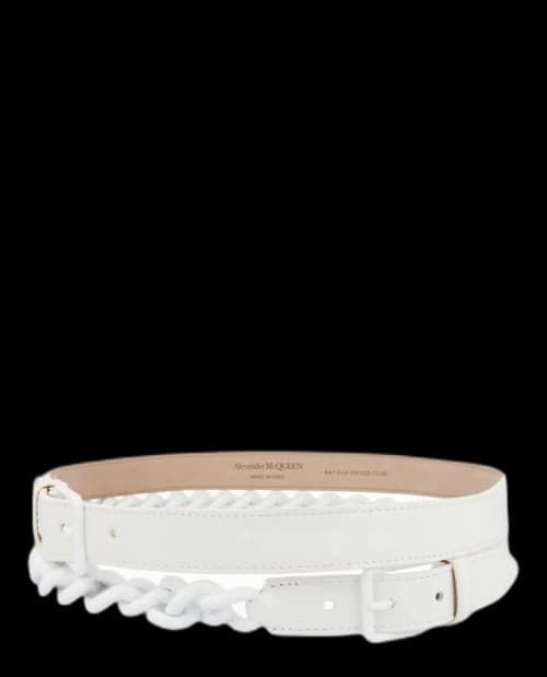 Alexander McQueen Double Belt with Chain Optic White