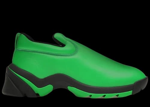 Bottega Veneta Lagoon Low Top Leather Sneaker Black Green