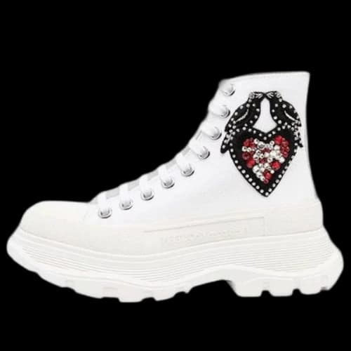 Alexander McQueen Tread Slick Embellished Boots 'Ivory' (Women's)