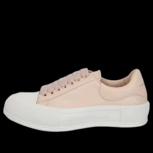 Alexander McQueen Deck Plimsoll Lace-Up Sneakers 'Peach White' (Women's)