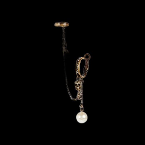 Alexander McQueen Skull Pearl Cuff Hoop 'Gold'