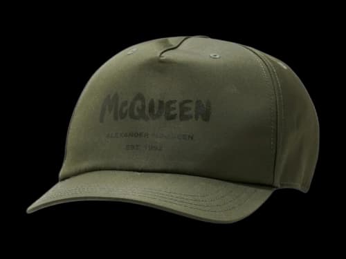 Alexander McQueen Grafitti Print Cap Olive Green