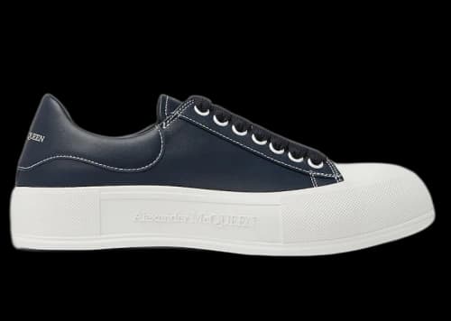 Alexander McQueen Leather Deck Plimsoll Navy Blue