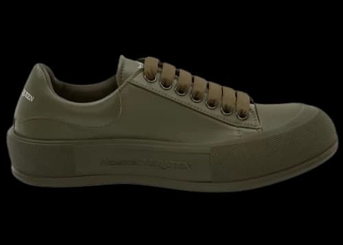 Alexander McQueen Leather Deck Plimsoll Khaki