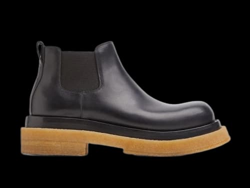 Bottega Veneta Lug Cropped Chelsea Boot Black Gum