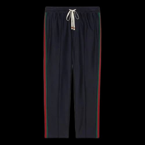 Gucci Cotton Trouser With Web 'Navy Blue'