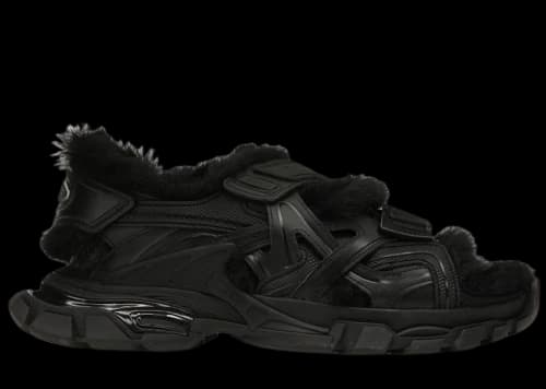 Balenciaga Track Sandal Fake Fur Black