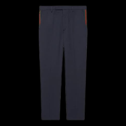 Gucci Cotton Ankle Pant With Web 'Blue'