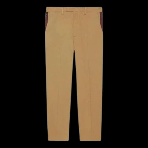 Gucci Cotton Ankle Pant With Web 'Light Brown'
