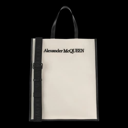 Alexander McQueen Embroidered Logo Edge Tote 'Beige Black'