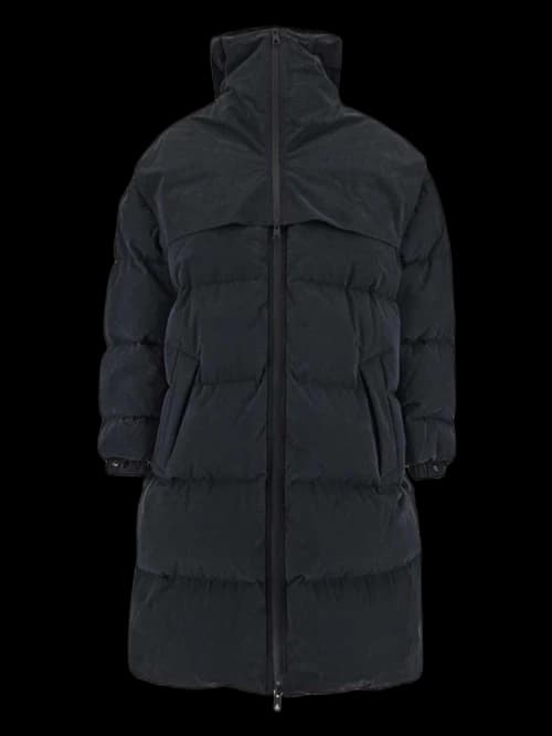 Bottega Veneta Long Fronted Popeline Puffer Jacket Black