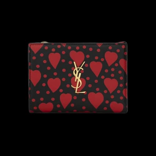 Saint Laurent Bi-Fold Zip Wallet 'Nero/Rouge'