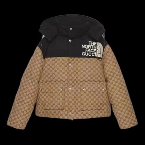 Gucci x The North Face GG Padded Short Jacket 'Black Ebony Beige' (Women's)