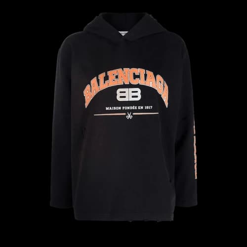 Balenciaga Maison Cropped Hoodie 'Black/Orange/White'
