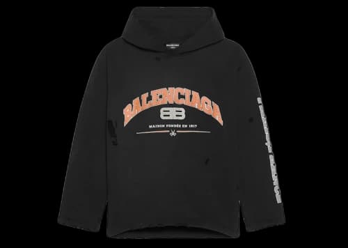 Balenciaga Womens Maison Balenciaga Cropped Hoodie Black/Orange/White