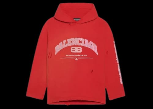 Balenciaga Womens Maison Balenciaga Cropped Hoodie Red