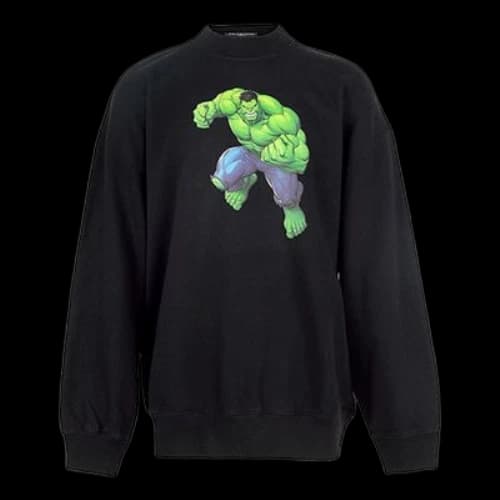 Balenciaga x Marvel Hulk-Print Boxy Crewneck Cotton Sweatshirt 'Black'