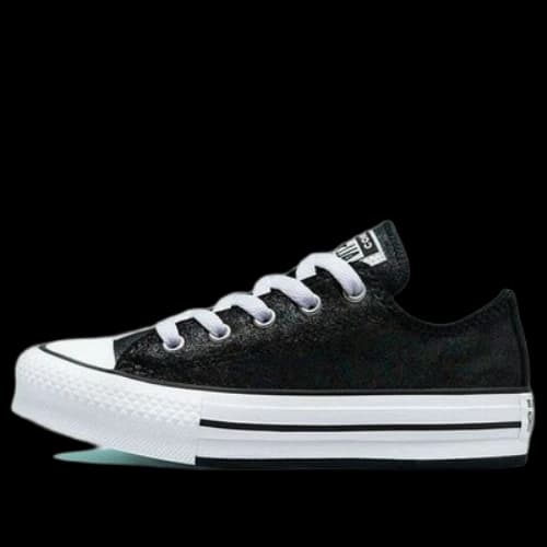 (GS) Converse Chuck Taylor All Star Lift Platform Iridescent Leather 'Black White'