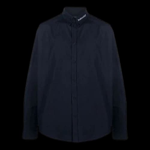 Balenciaga Logo Collar Long Sleeve Button Down Shirt 'Navy'