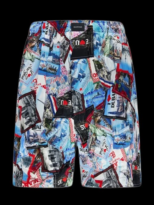 Balenciaga Allover Cities Shorts Grey/Multi