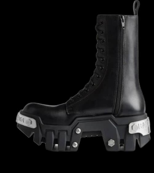 Balenciaga Bulldozer Lace Up Boots 'Black Matte Smooth Calfskin'