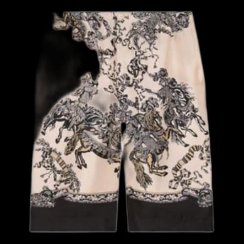 Gucci Silk Shorts With Roi Soleil Print 'Ivory Black'