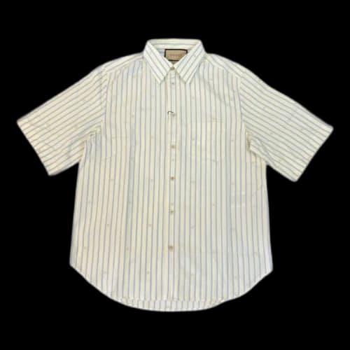 Gucci Striped Shirt With GG Patch 'Blue Ivory'